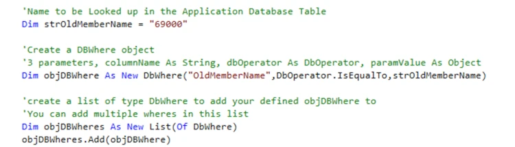 Code to Lookup Name in Database
