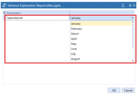 Informe de explicación de la varianza - Seleccionar mes