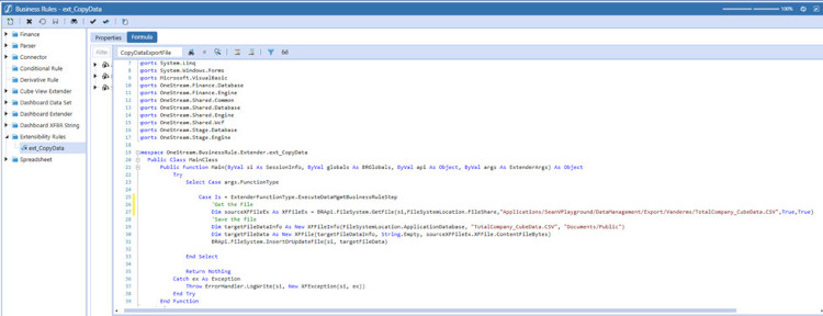 Fórmula de copia de reglas comerciales de OneStream