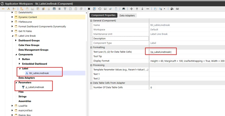 OneStream Component Properties
