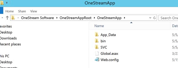 Ruta de configuración web de la aplicación OneStream