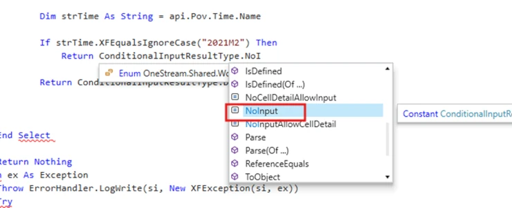 Conditional Input Return No Input Code