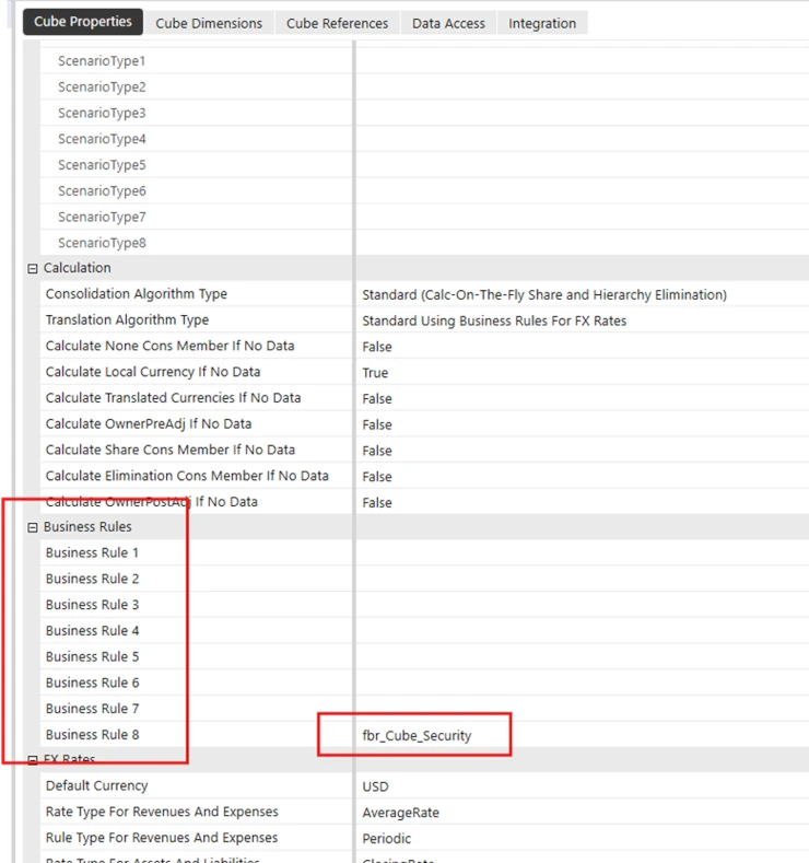OneStream Cube Properties - Assign Business Rule