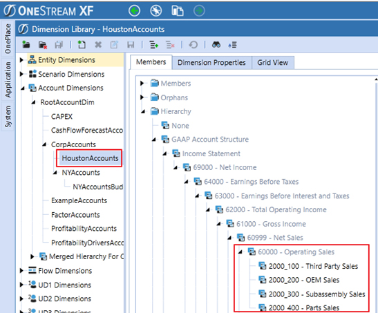 OneStream Account Dimensions