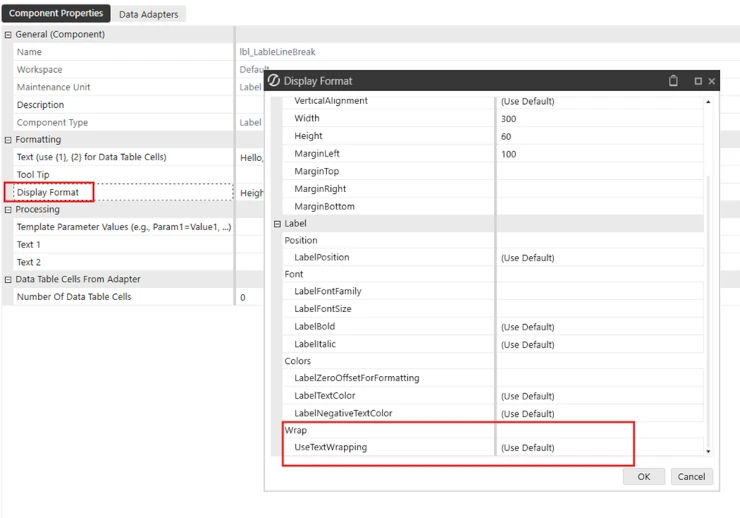 OneStream Component Properties Display