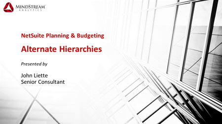 NetSuite Planning and Budgeting Alt Hierarchies