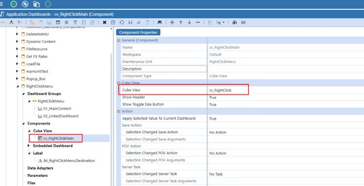 Componente de dashboard Cube View en OneStream