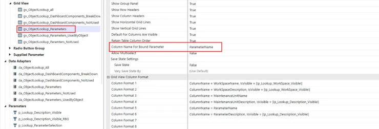 Column name for bound parameter