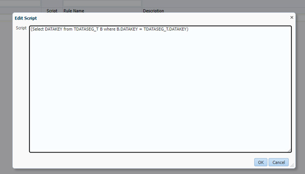 Editor del script SQL para el campo REC_ID