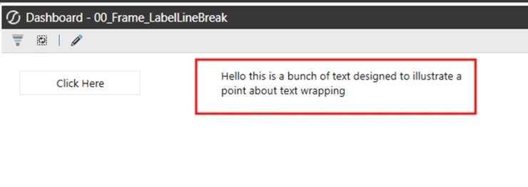 Dashboard de OneStream que muestra cómo se divide automáticamente el texto de la etiqueta