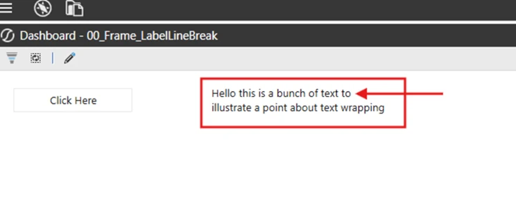 Dashboard de OneStream que muestra el salto de línea aplicado en la etiqueta