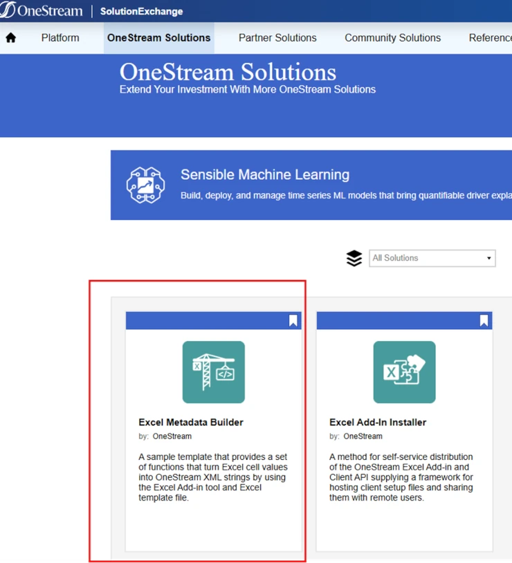 OneStream Solution Exchange