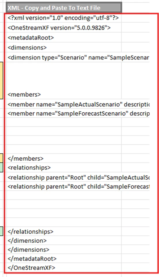 Generación XML en OneStream