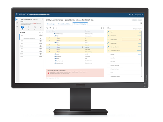 Oracle Enterprise Data Management Cloud Dashboard