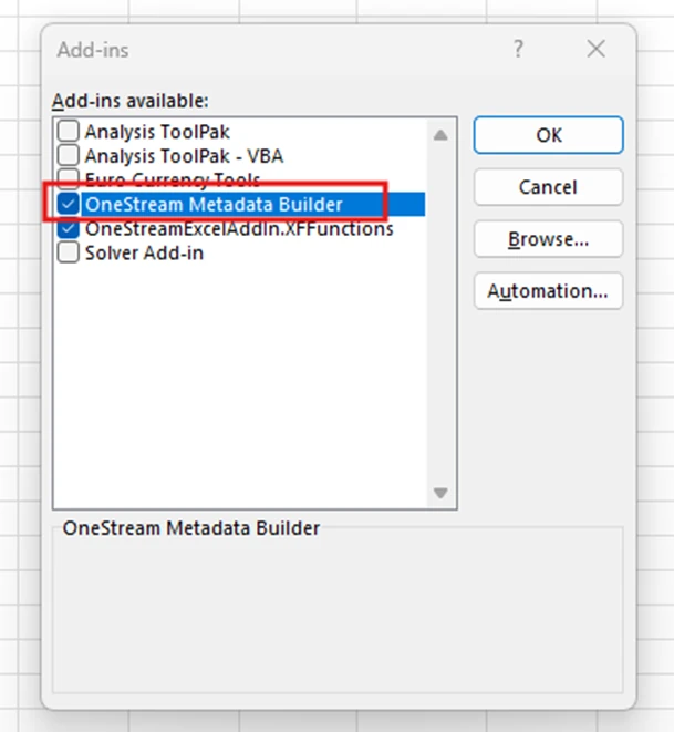 Cuadro de diálogo para registrar complemento de Excel