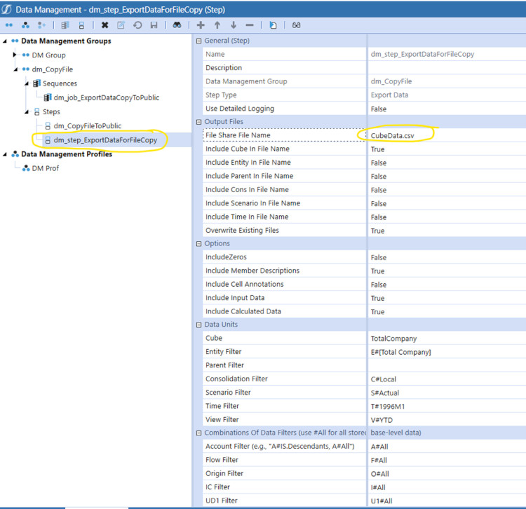 Crear archivo de exportación de datos en OneStream