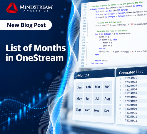 List of months in OneStream generated by reusable code
