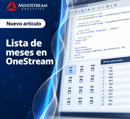 Lista de meses en OneStream generada mediante código reutilizable