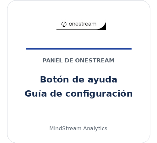 Botón de ayuda en un panel de OneStream y guía de configuración