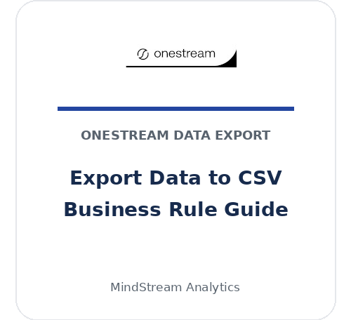 OneStream export data to CSV Business Rule guide