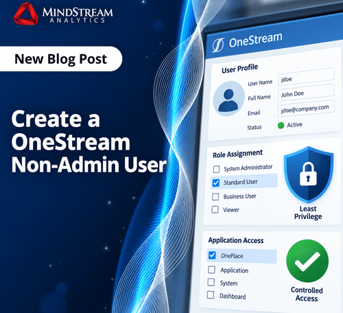 OneStream non-admin user with least-privilege application access