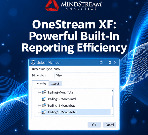 OneStream XF built-in reporting efficiency with trailing-period views